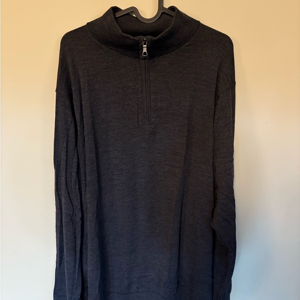 Brooks Brothers Merino Wool Black Half-Zip Sweater